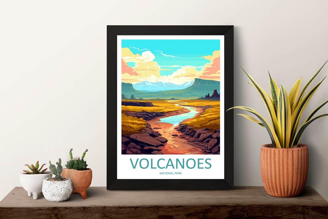 Hawaii Volcanoes National Park Volcanic Landscape Travel Poster - Image 3