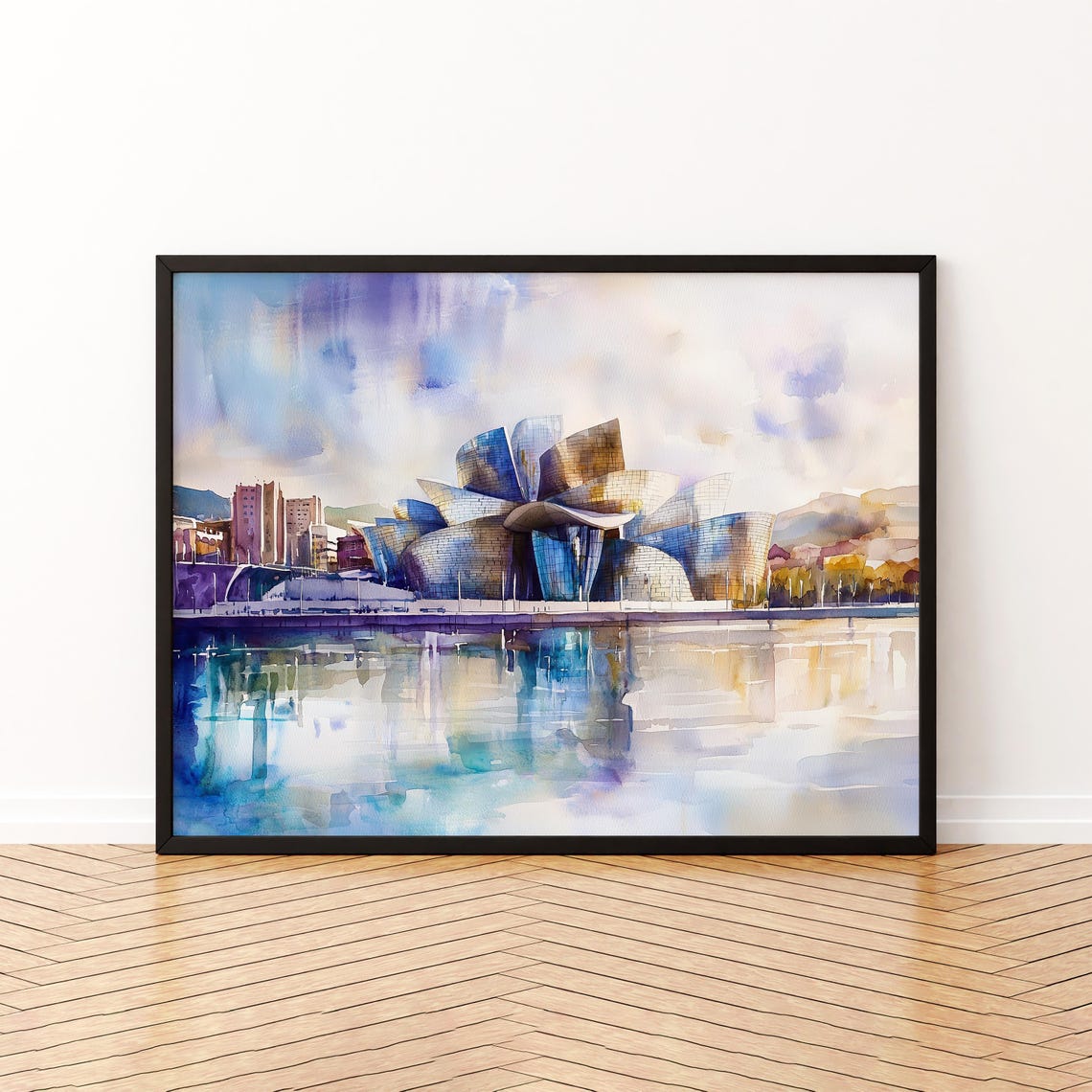 Bilbao Watercolor Poster Wall Art Hanging Home Dcor Gift Lovers Spain