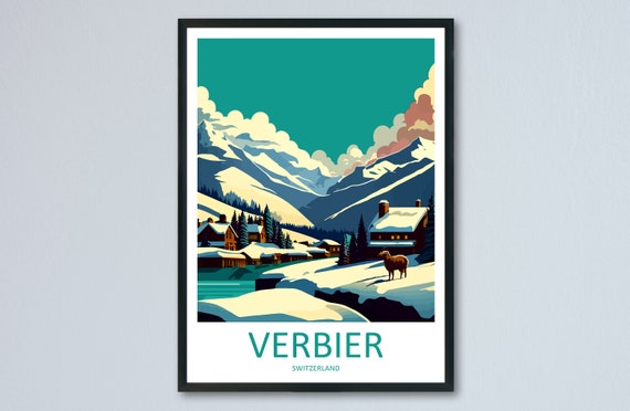 Verbier Ski Resort Print Home Decor Mountain Art Wall For Enthusiast Gift Hanging Switzerland