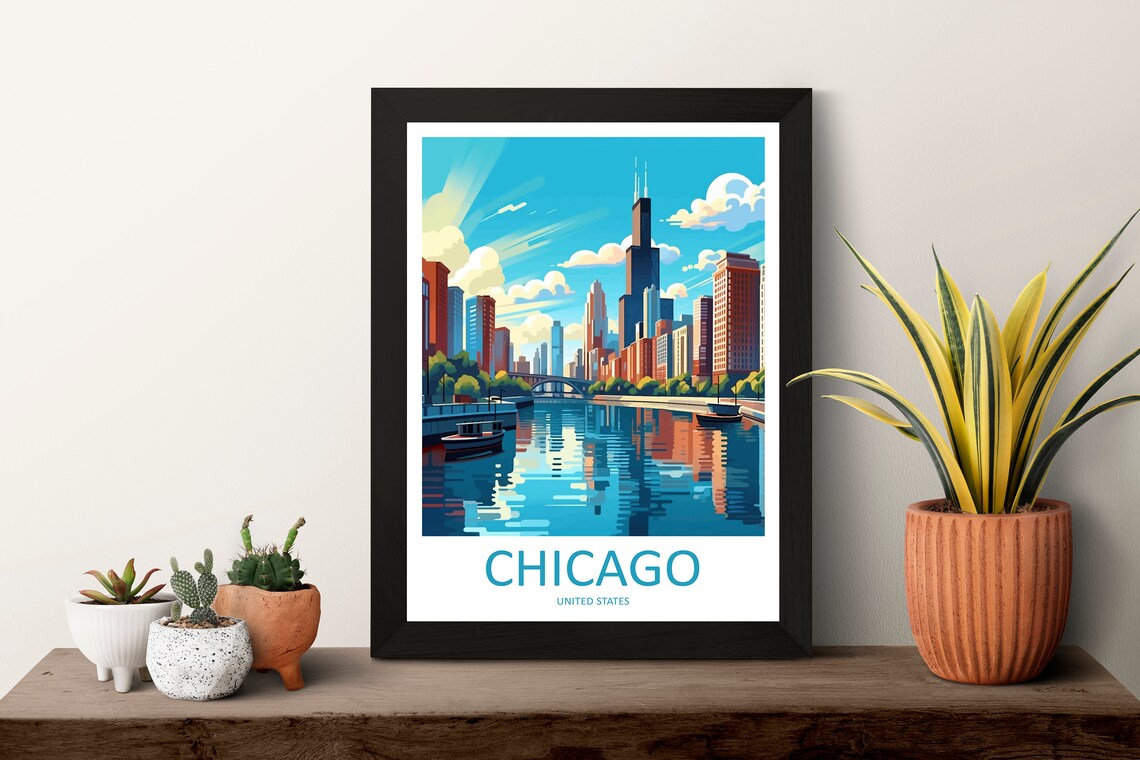 Chicago Travel Poster, Illinois Wall Art Print - Image 3