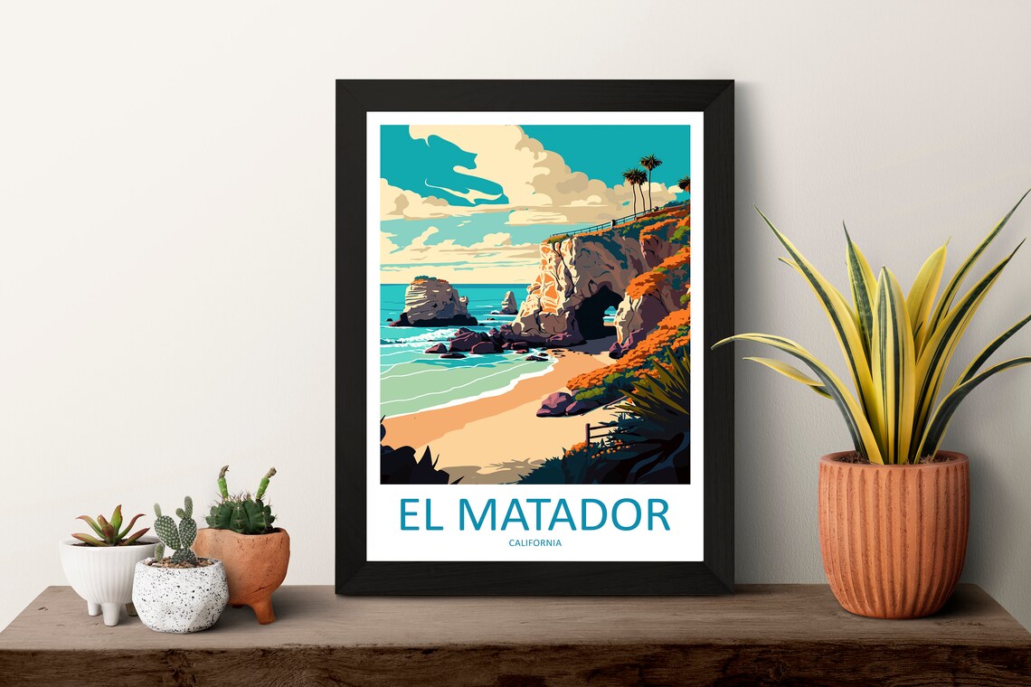 El Matador California Sea Arch Beach Cliffs Vintage Travel Poster - Image 3