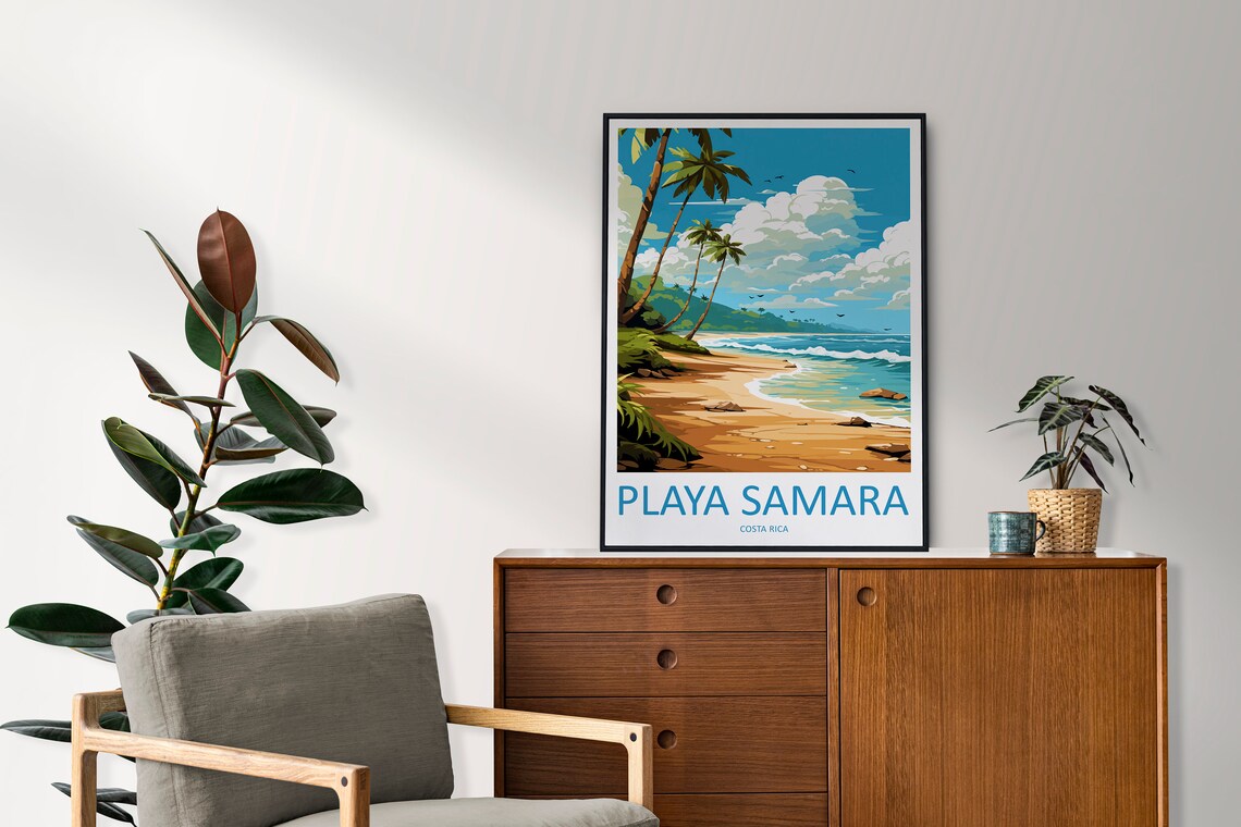 Samara Beach Travel Poster, Costa Rica Wall Art - Image 2