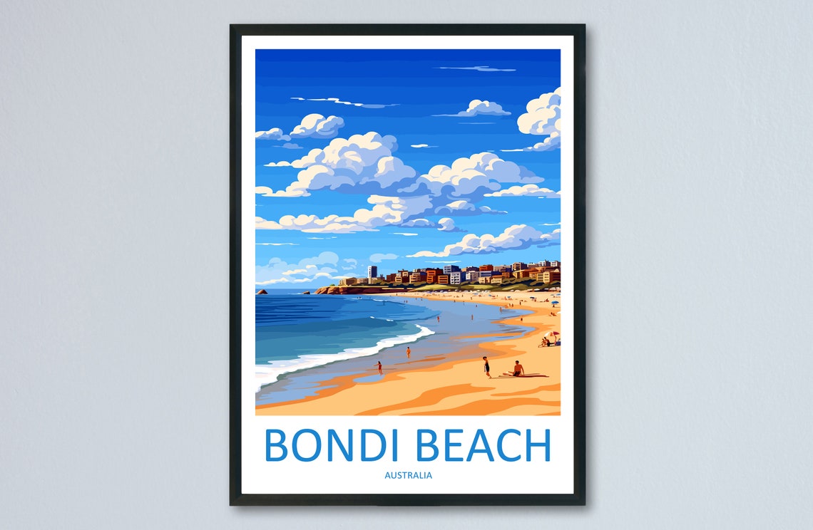 Bondi Beach Australia Classic Surfers Shoreline Daytime Poster