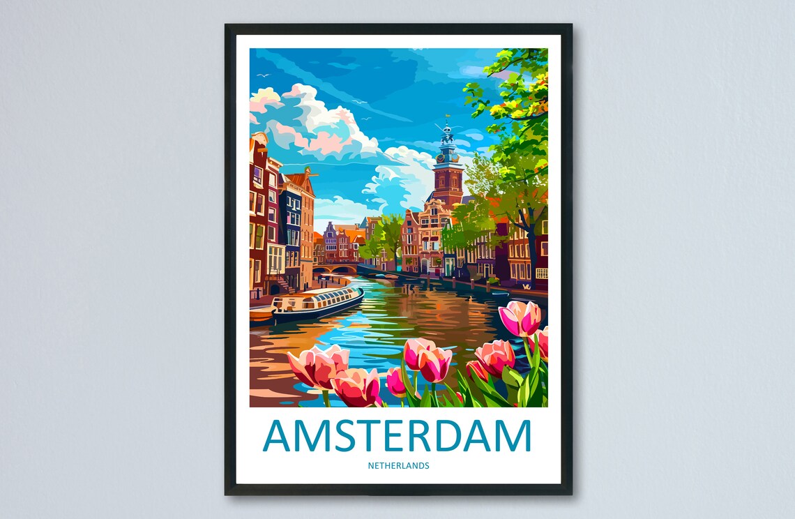 Amsterdam Travel Print For Home Decor Poster