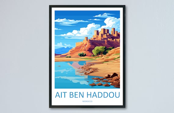 Ait Ben Haddou Morocco Kasbah River Reflection Travel Poster