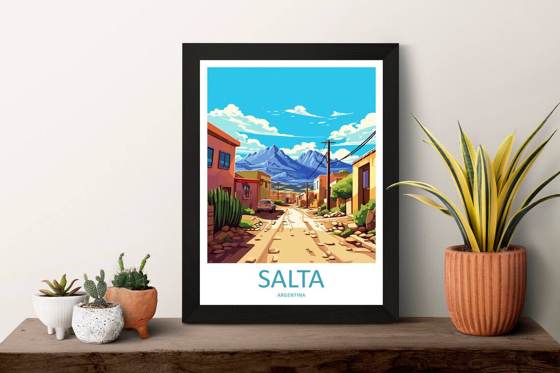 Salta Argentina Andean Mountain Street Illustration Travel Poster - Image 3