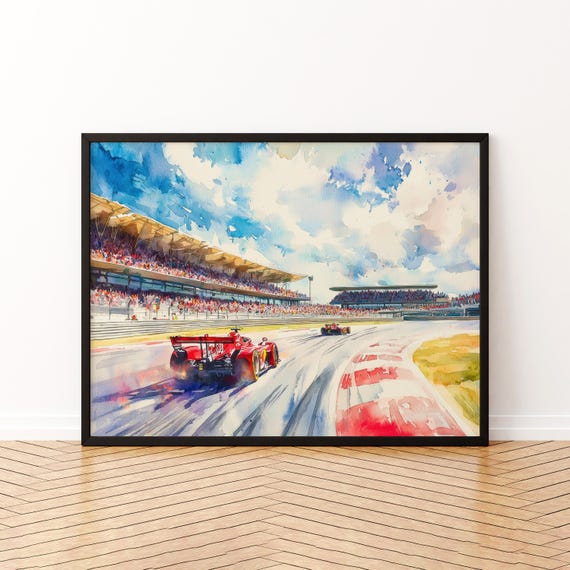 Silverstone Watercolor Poster Landscape Wall Art Hanging Home Dcor Gift Lovers United Kingdom