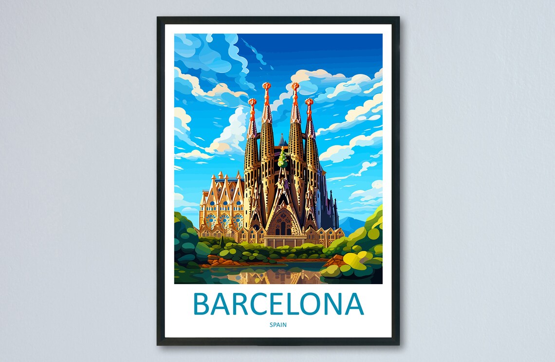 Barcelona Travel Poster, Spain Wall Art