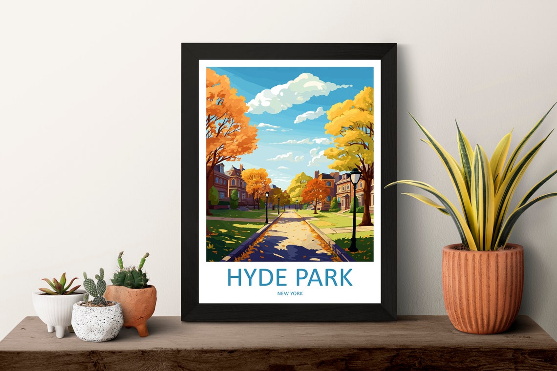 Hyde Park New York Autumn Park Path with Golden Trees Poster - Image 3