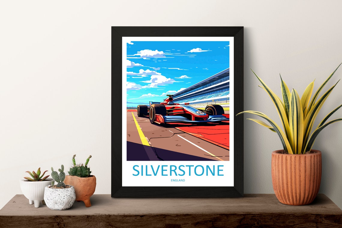 Silverstone Circuit Red Open-Wheel Formula Race Car Track Poster - Image 3