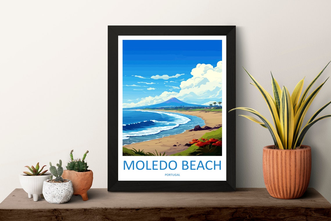 Moledo Beach Portugal Golden Surf Coastline Scenic Travel Poster - Image 3