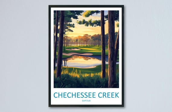 Chechessee Creek Golf Travel Print Wall Decor South Carolina Art Poster Gift For Golfer