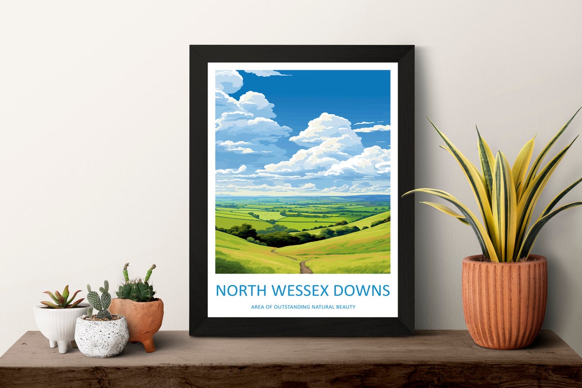 North Wessex Downs Travel Print Wall Art North Wessex Downs Wall Hanging Home Decor North Wessex Downs Gift Art Lovers Wall Art Aonb Print - Image 3