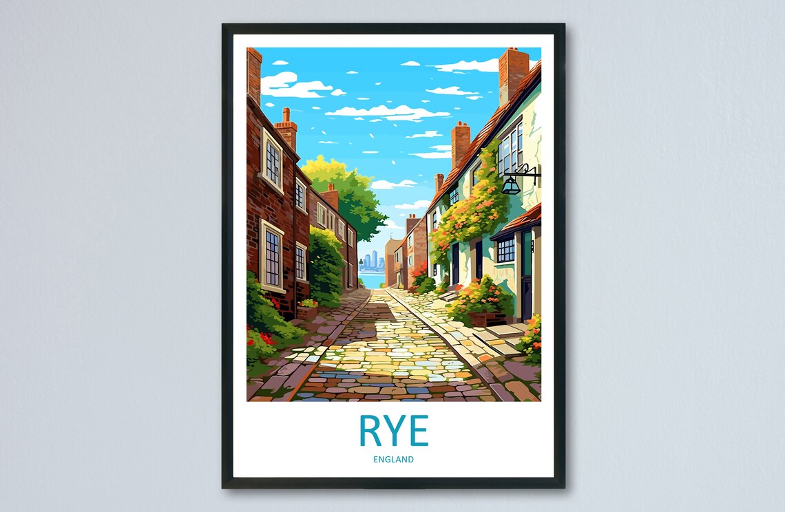 Rye Travel Poster, England Wall Art Print