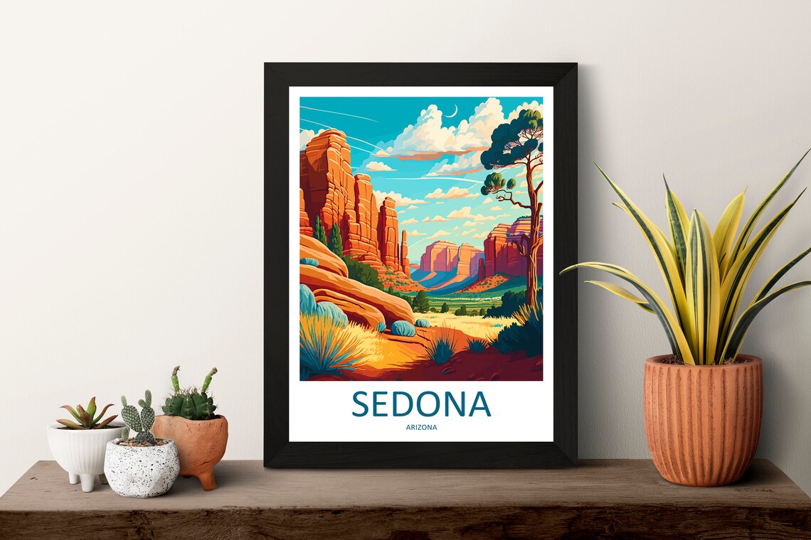 Sedona Travel Poster, Arizona Desert Artwork - Image 3