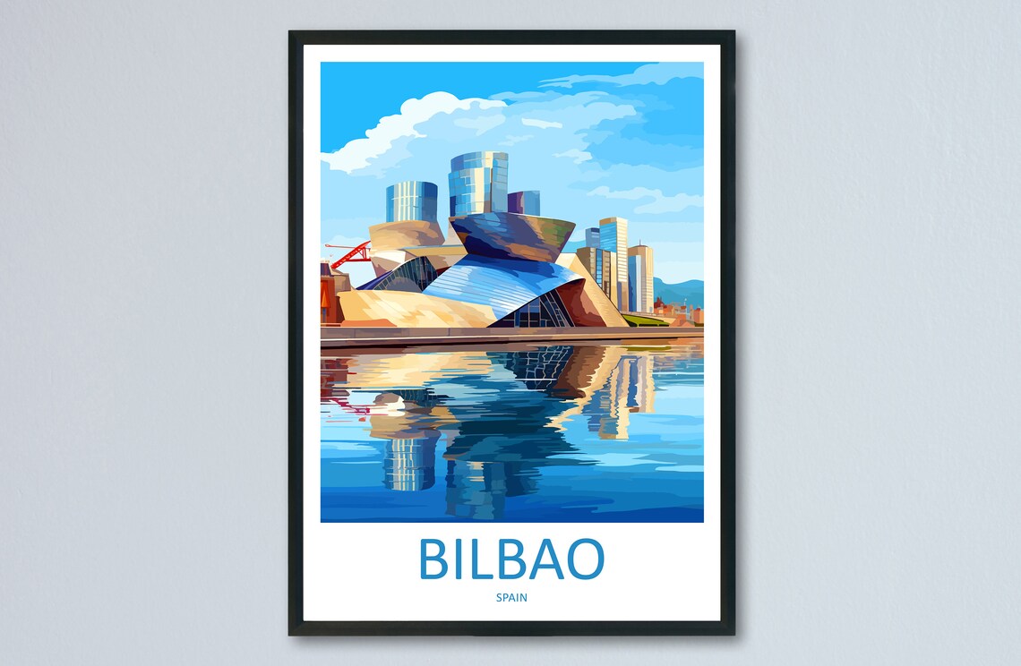 Bilbao Travel Poster, Spain Wall Decor