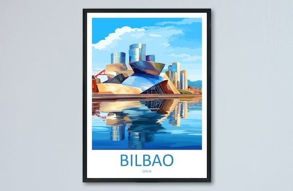 Bilbao Travel Poster, Spain Wall Decor