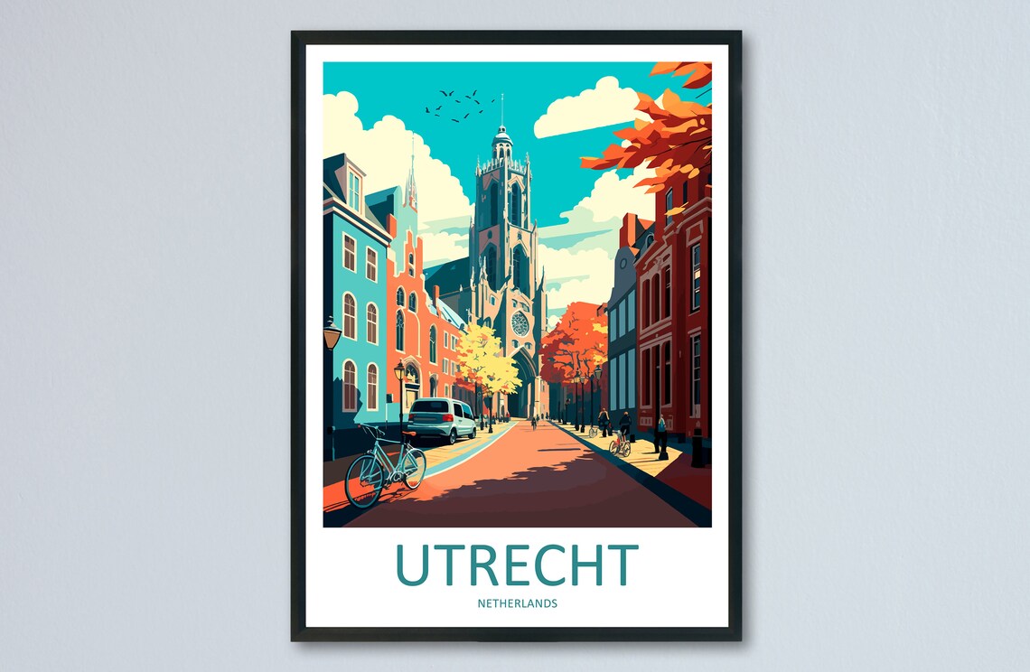 Utrecht Travel Poster, Netherlands Home Decor