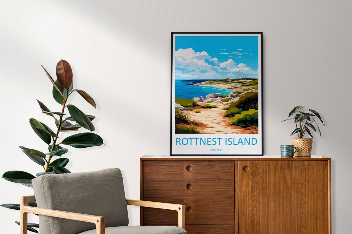 Rottnest Island Australia Rocky Cove Beach Scene Travel Poster - Image 2