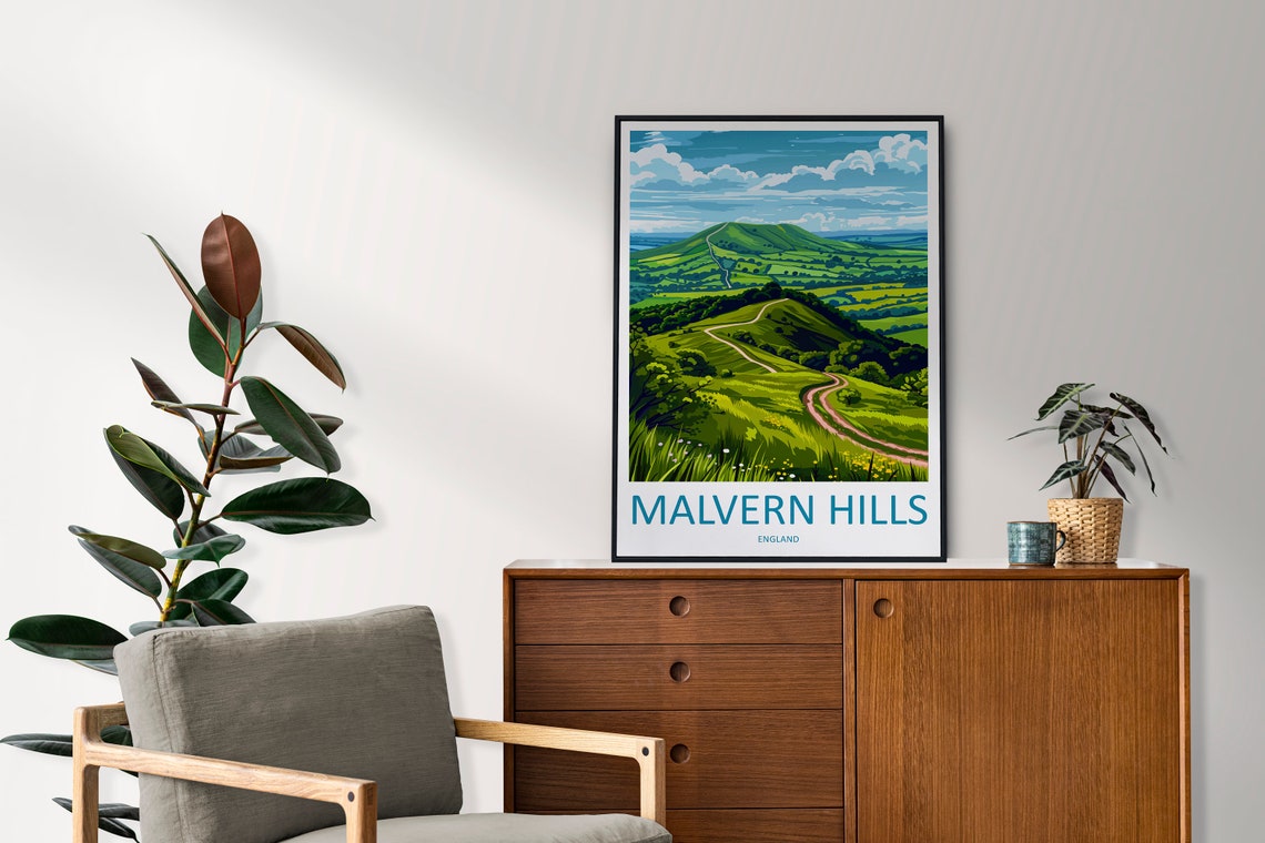 Malvern Hills England Rolling Green Countryside Walking Trail Poster - Image 2