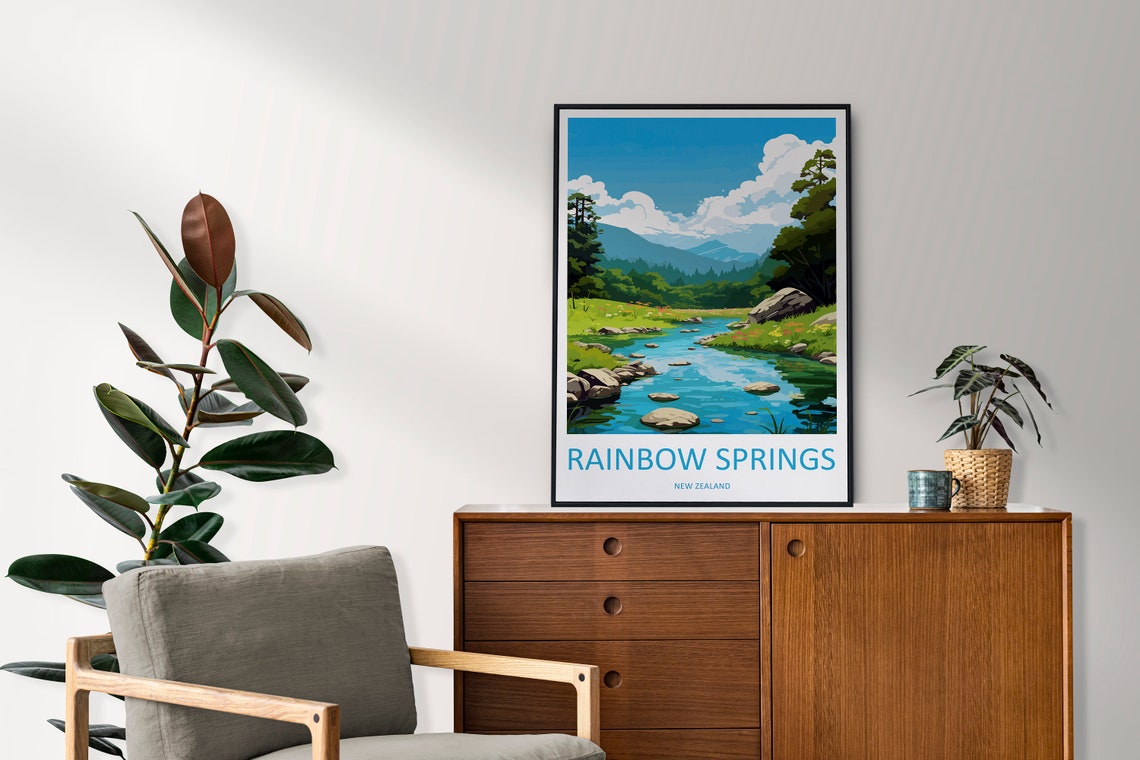 Rainbow Springs New Zealand Clear Spring Stream Over Stones Poster - Image 2