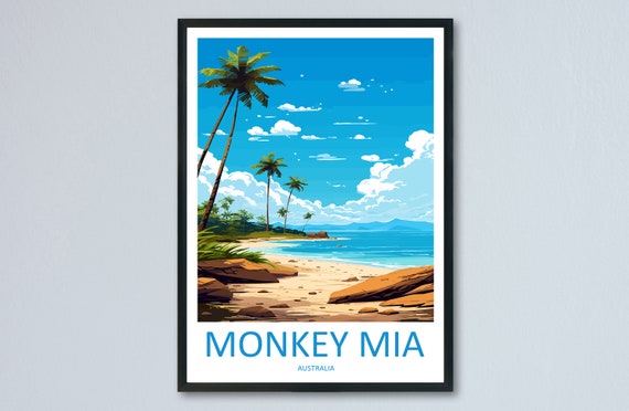 Monkey Mia Travel Print Wall Art Monkey Mia Wall Hanging Home Dcor Monkey Mia Gift Art Lovers Wall Art Australia Poster Deco