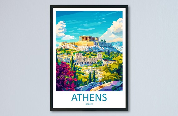 Athens Acropolis Parthenon Ancient Ruins Cityscape Greece Travel Poster