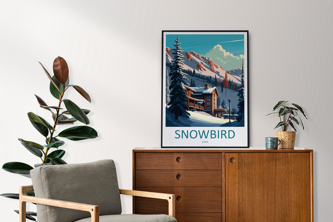 Snowbird Utah Ski Resort Lodge Snowy Mountain Winter Art Poster - Image 2