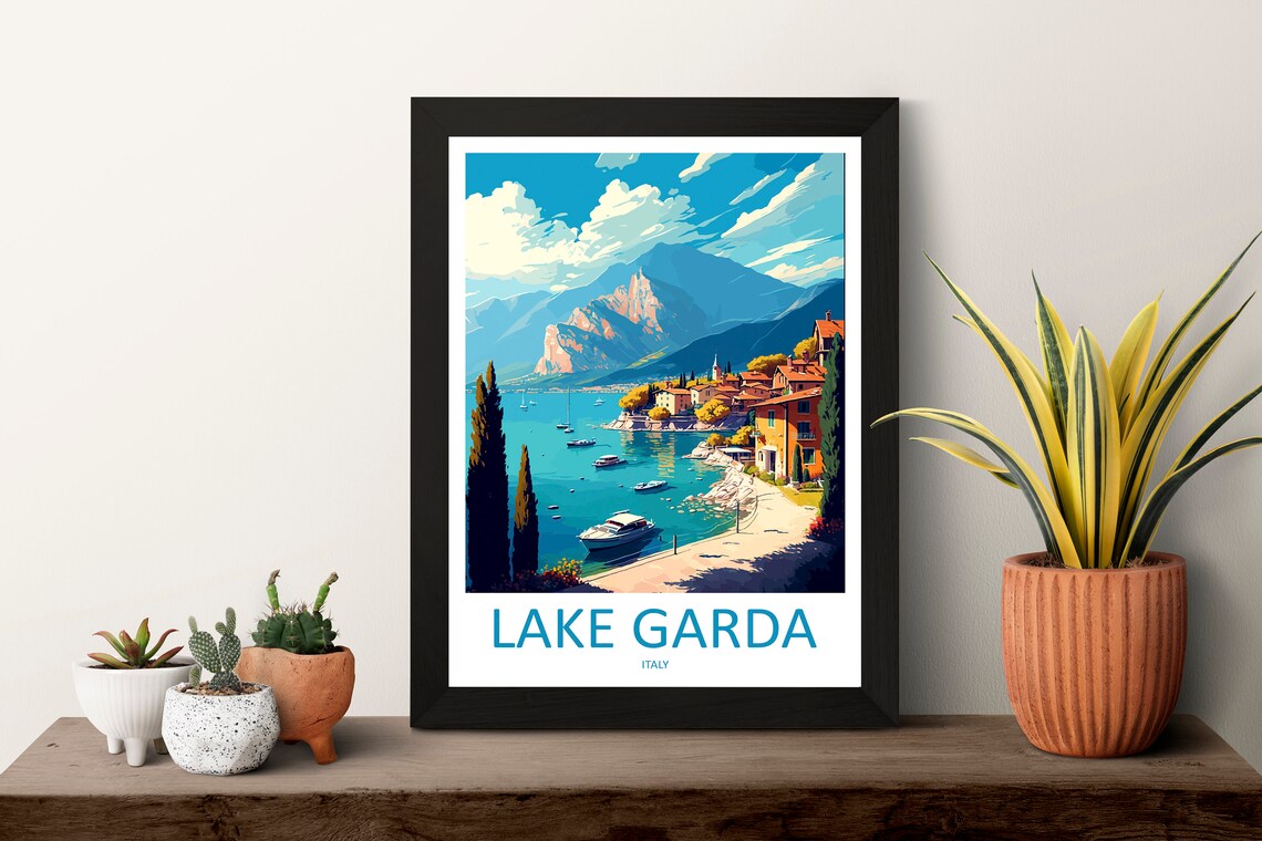 Lake Garda Travel Poster, Italian Lake View - Image 3