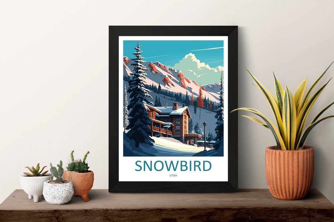 Snowbird Utah Ski Resort Lodge Snowy Mountain Winter Art Poster - Image 3