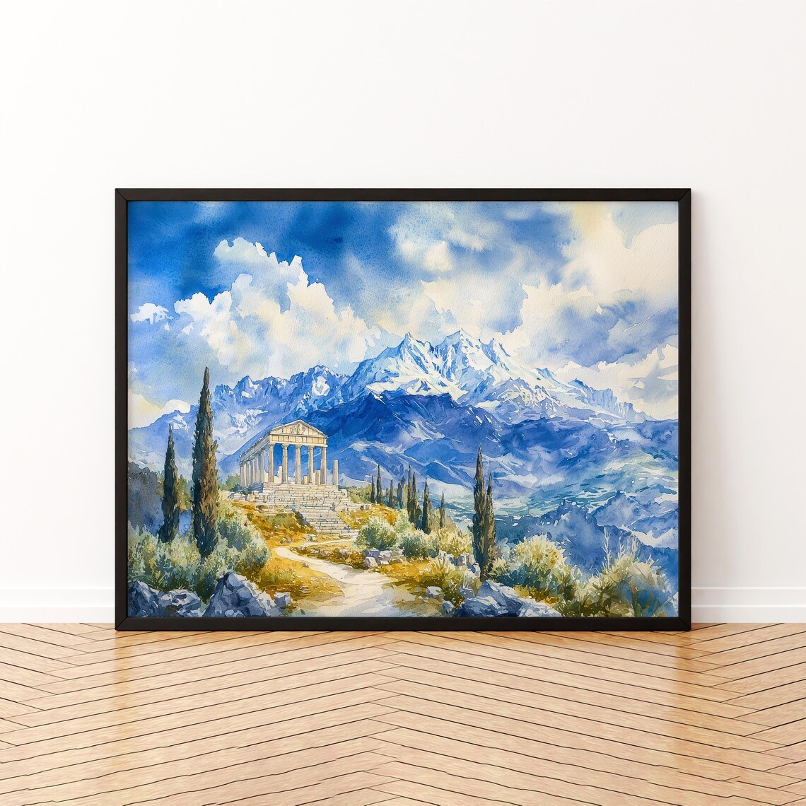 Mount Olympus Watercolor Poster, Greece Travel Art Print