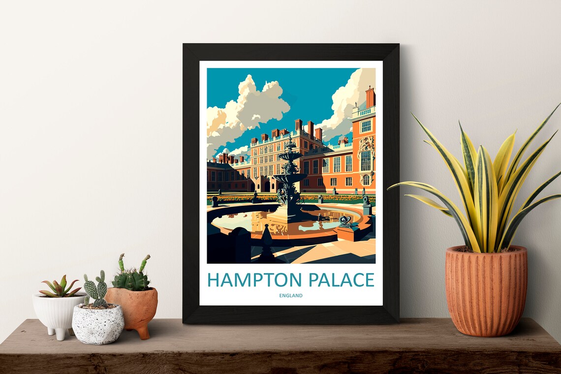 Hampton Palace Travel Poster, England Travel Art - Image 3