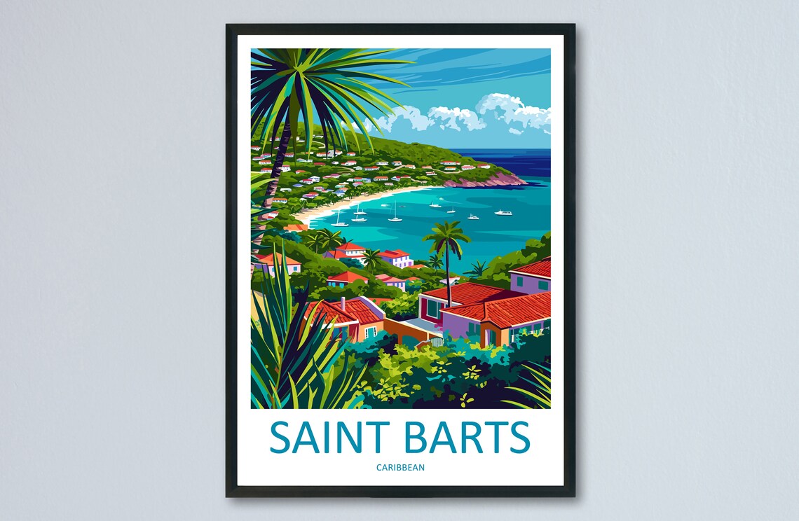 St Barts Travel Poster, Caribbean Wall Decor