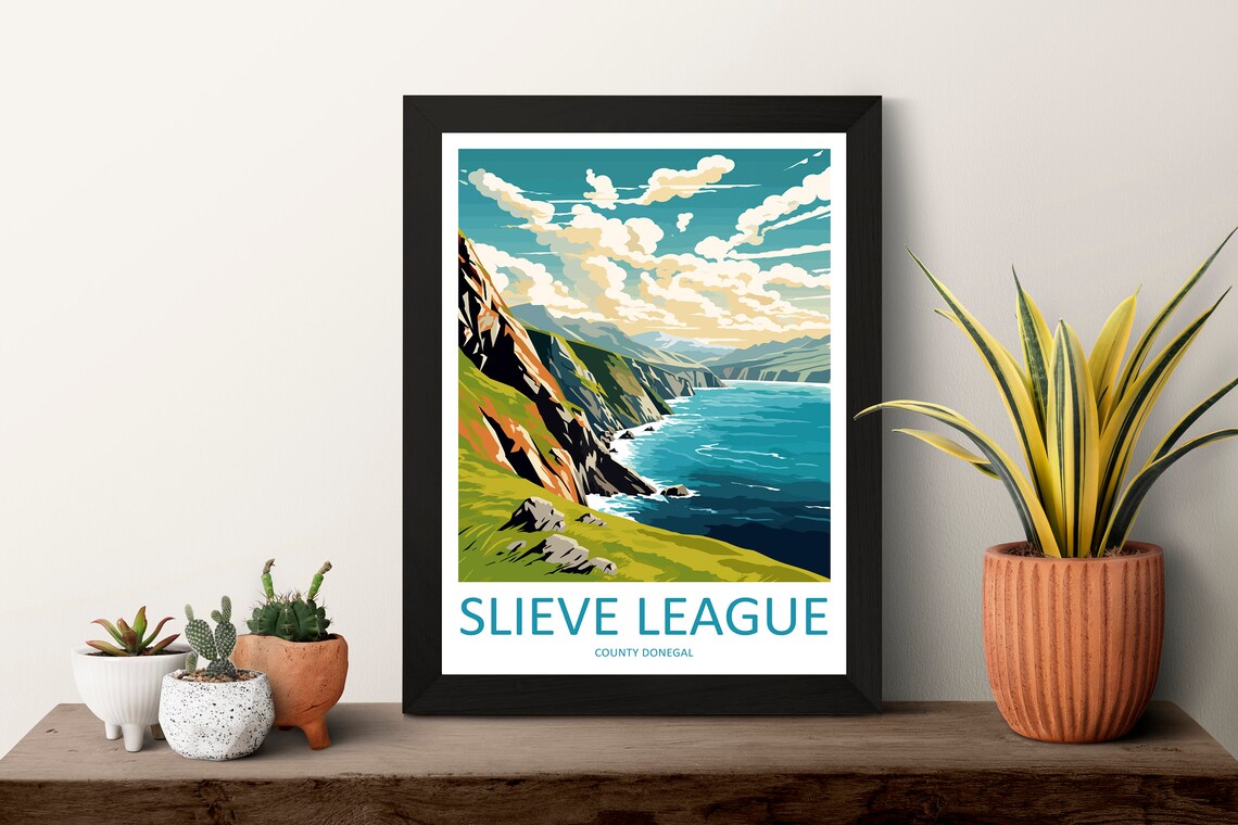 Slieve League Travel Poster, Ireland Landscape Art - Image 3
