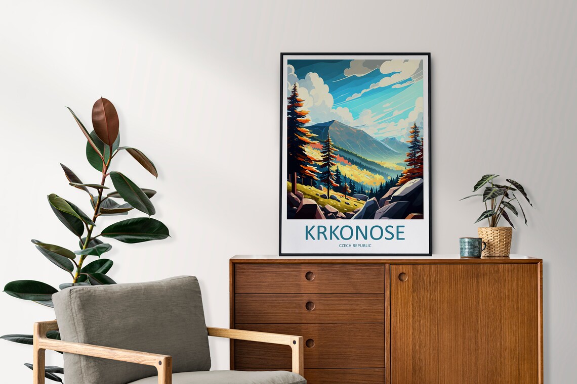 Krkonose Czech Republic Autumn Mountain Peaks Towering Pines Poster - Image 2