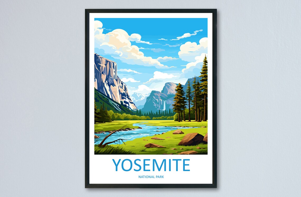 Yosemite Travel Poster, National Park Wall Art