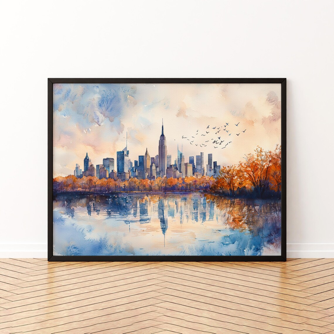 New York Watercolor Poster, Landscape Art Print