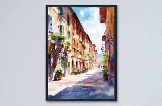 Parma Watercolor Travel Poster, Italian Cityscape Art Print