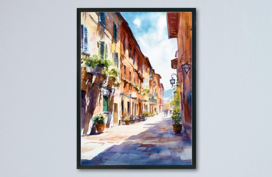 Parma Watercolor Travel Poster, Italian Cityscape Art Print