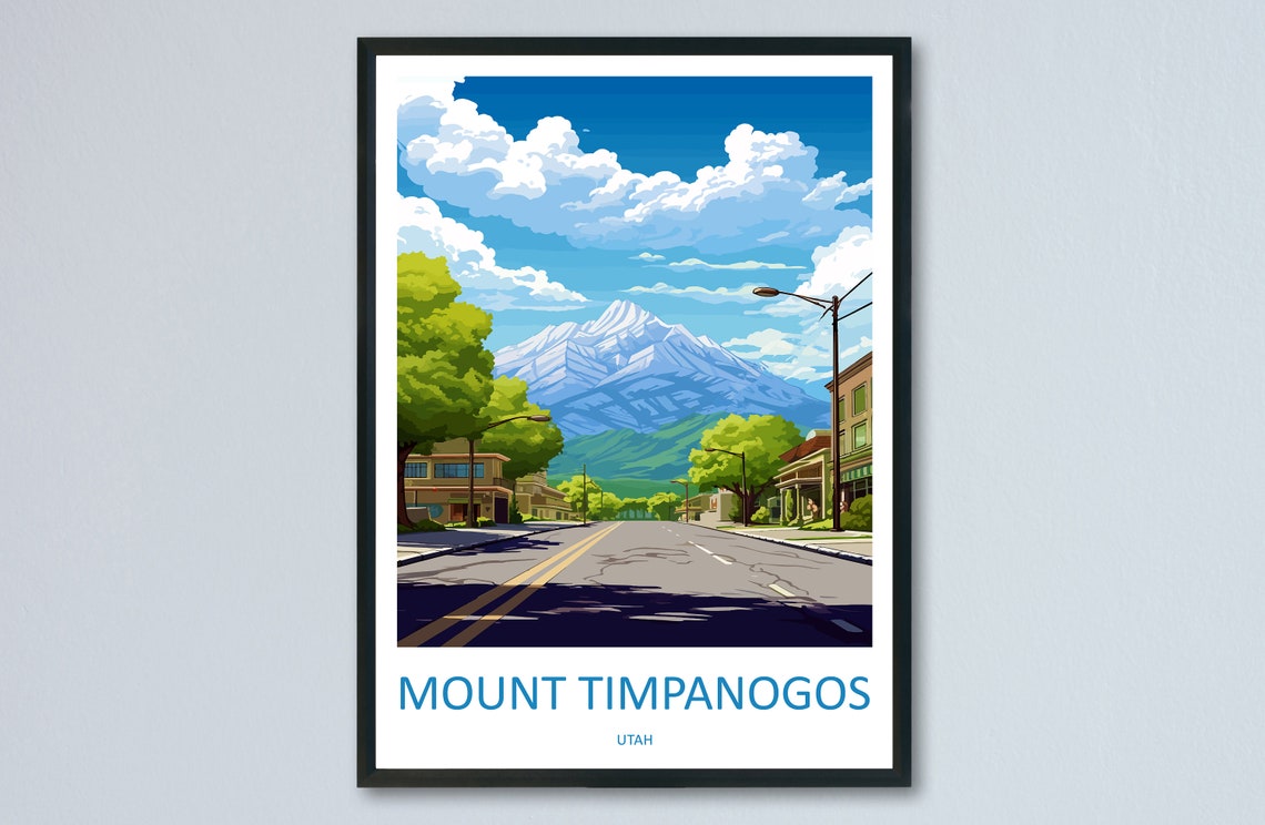 Mount Timpanogos Utah Mountain Town Vintage Street View Poster