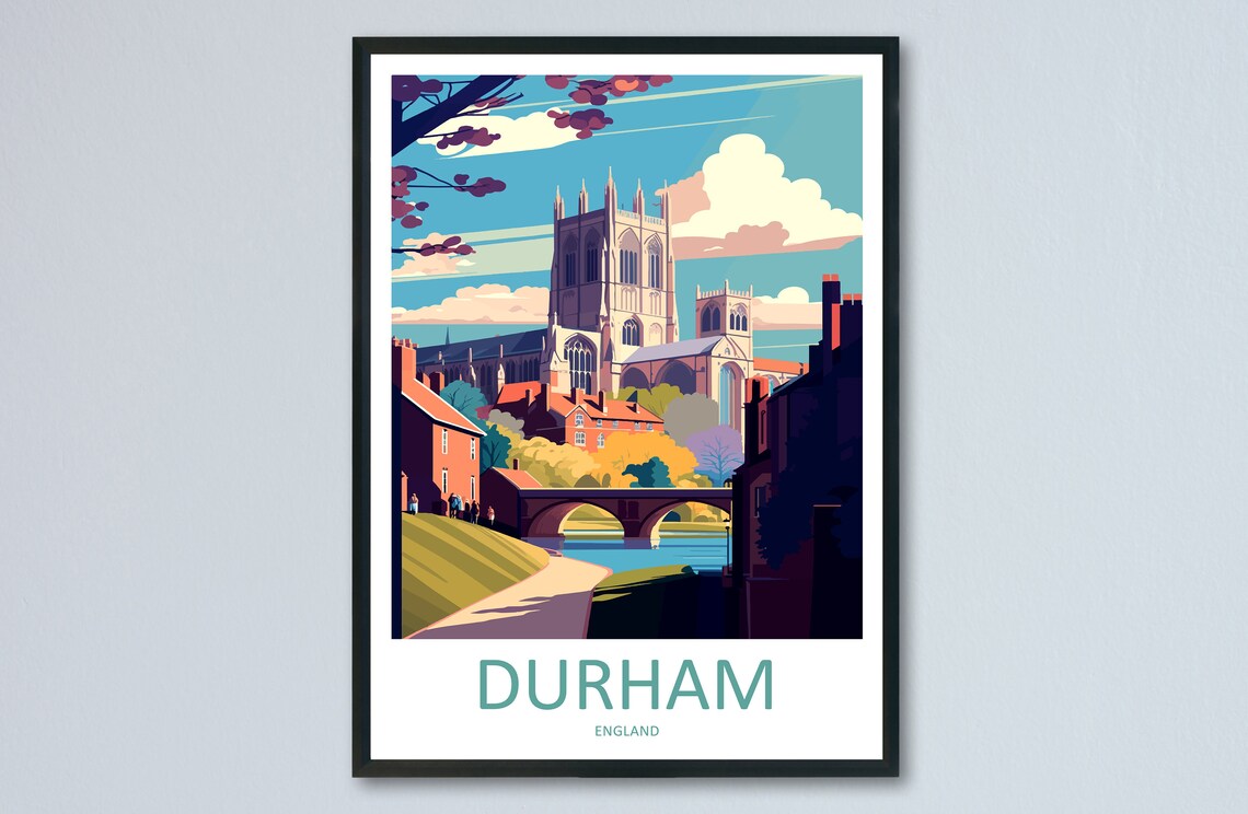 Durham Travel Poster, England Wall Art