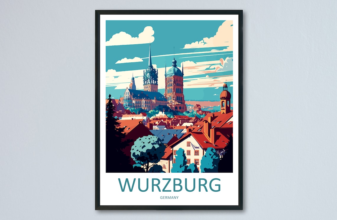 Wurzburg Travel Poster, Germany Wall Decor