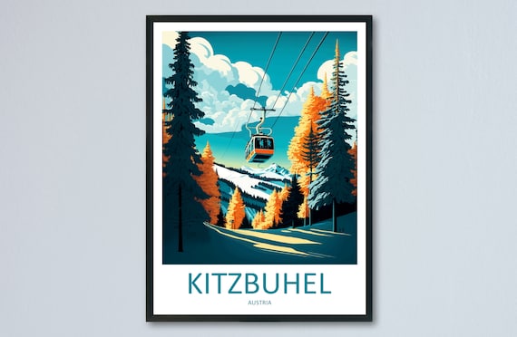 Kitzbuhel Travel Poster, Austria Ski Wall Art