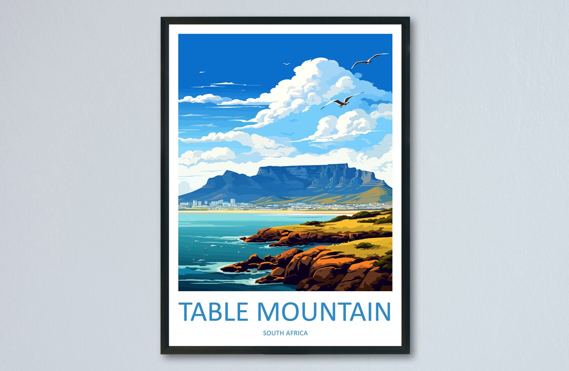 Table Mountain Travel Poster, South Africa Art Print