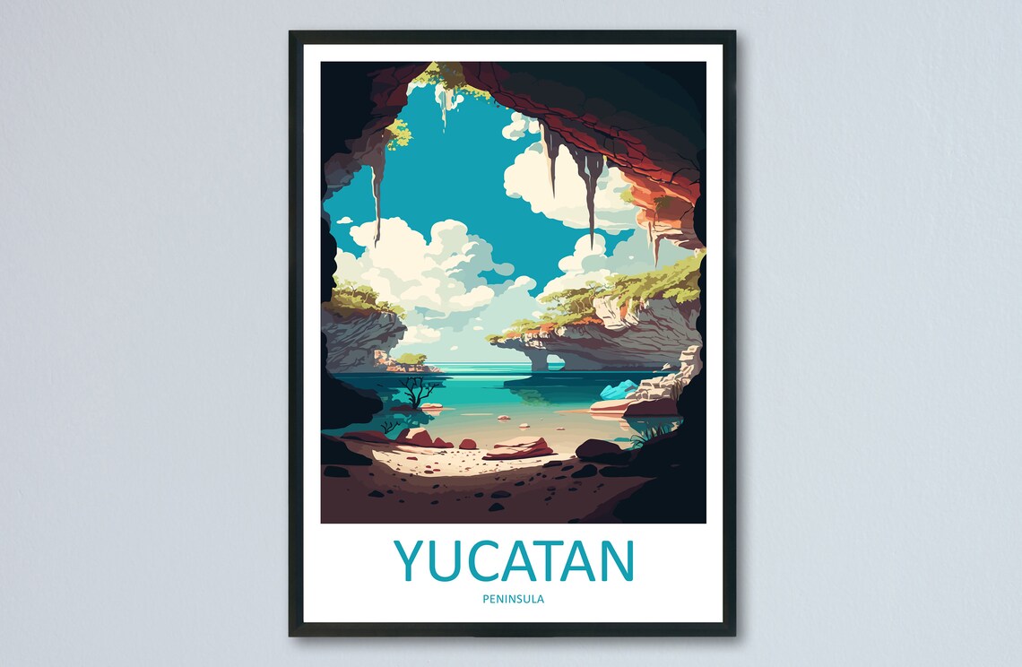 Yucantan Peninsula Travel Poster, Home Decoration