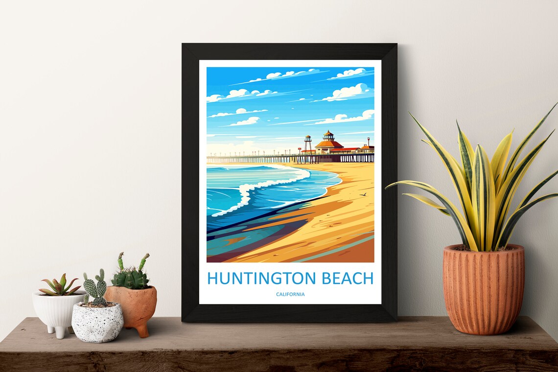 Huntington Beach Travel Poster, California Wall Art - Image 3