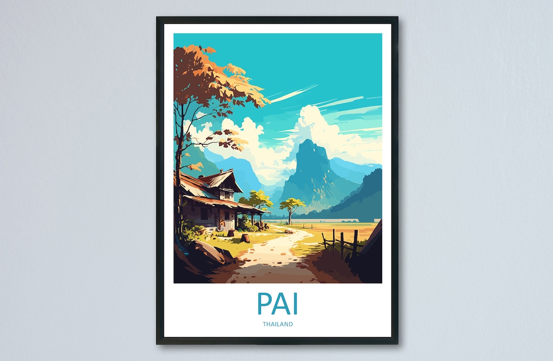 Pai Travel Poster, Thailand Travel Art Print
