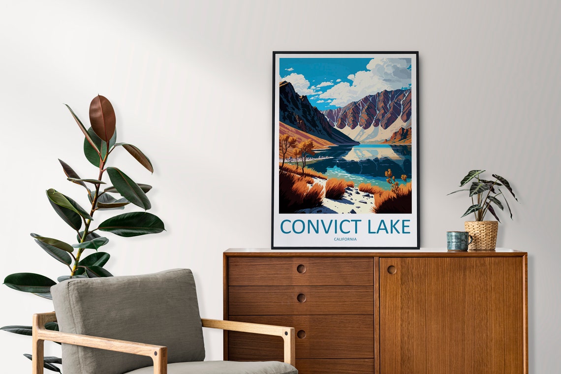 Convict Lake Autumn Sierra Nevada California Travel Art Poster - Image 2