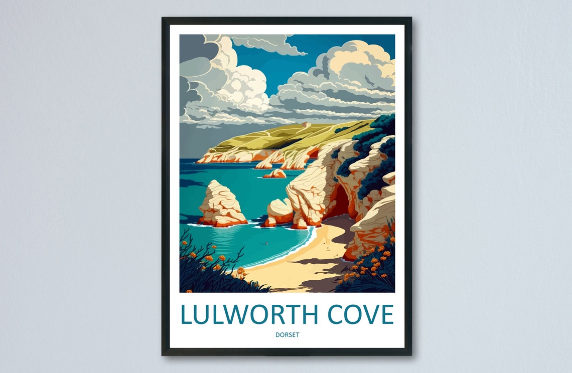 Lulworth Cove Dorset Turquoise Sea White Chalk Cliffs Poster
