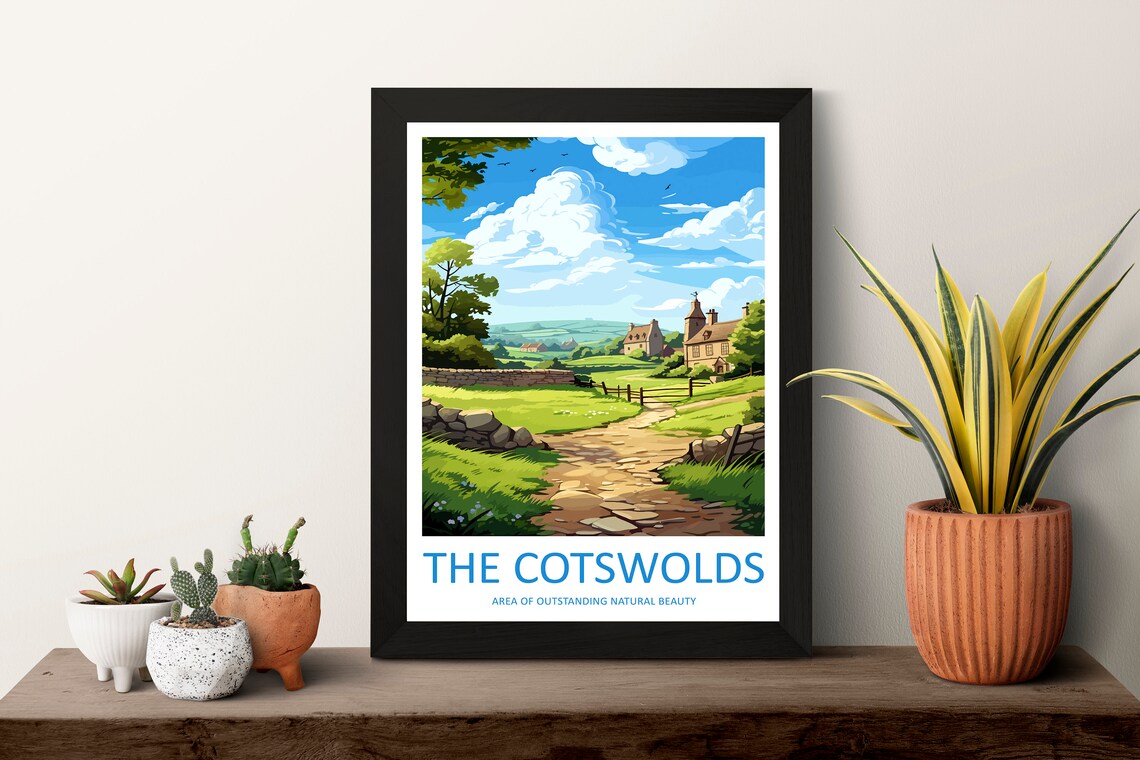 Cotswolds Travel Poster, UK Country Landscape - Image 3